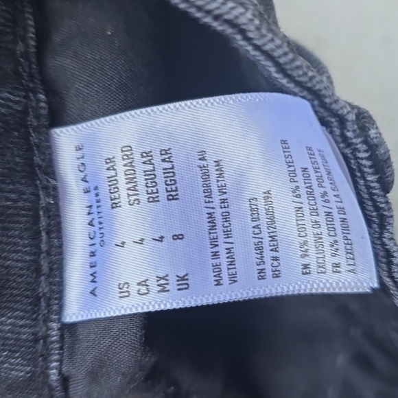 American Eagle Skirt Black Button Front Hi Rise A Line Denim Mini 4 - Picture 5 of 6